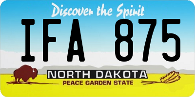 ND license plate IFA875