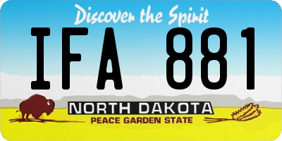 ND license plate IFA881