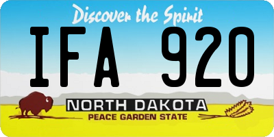 ND license plate IFA920