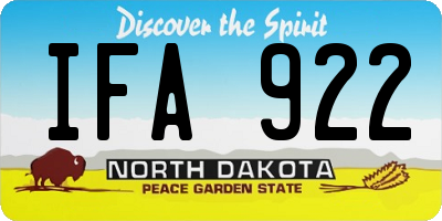ND license plate IFA922