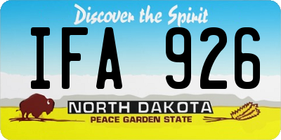 ND license plate IFA926
