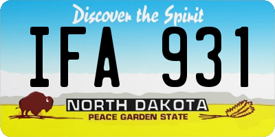ND license plate IFA931