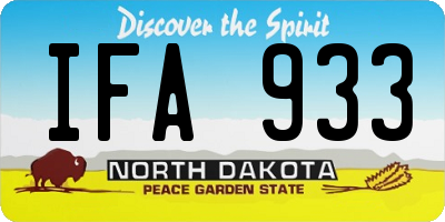 ND license plate IFA933