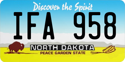 ND license plate IFA958