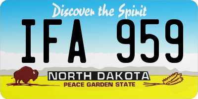 ND license plate IFA959