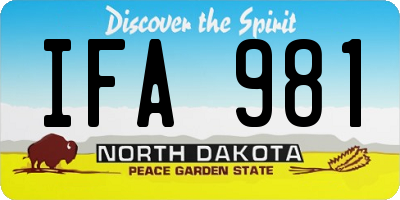 ND license plate IFA981