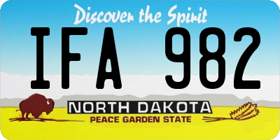 ND license plate IFA982