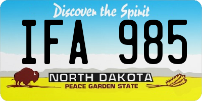 ND license plate IFA985