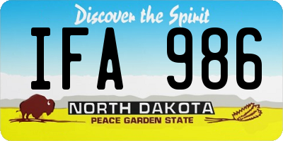 ND license plate IFA986