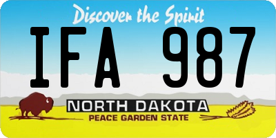 ND license plate IFA987
