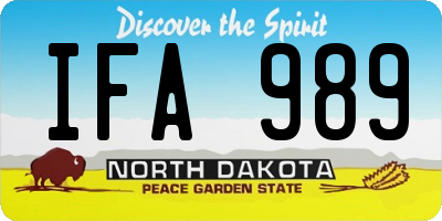 ND license plate IFA989