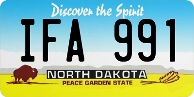 ND license plate IFA991