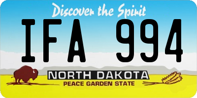 ND license plate IFA994