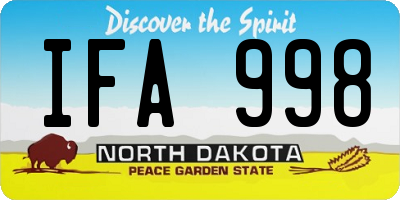 ND license plate IFA998