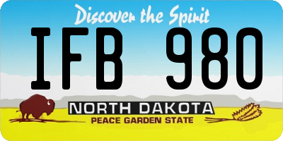 ND license plate IFB980