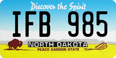 ND license plate IFB985