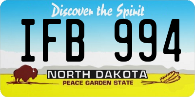 ND license plate IFB994