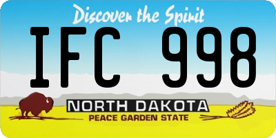 ND license plate IFC998