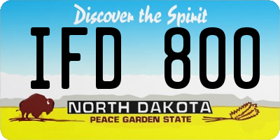 ND license plate IFD800