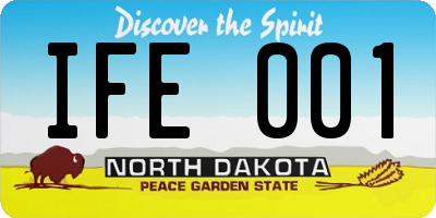 ND license plate IFE001