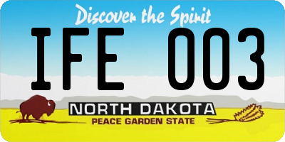 ND license plate IFE003