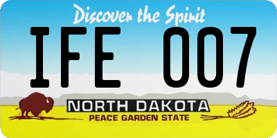 ND license plate IFE007