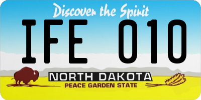 ND license plate IFE010