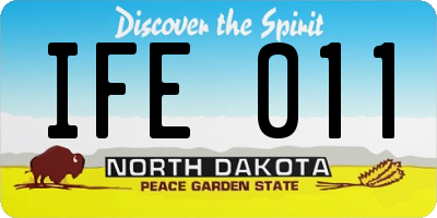 ND license plate IFE011