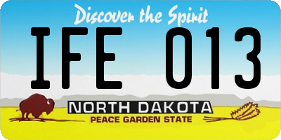 ND license plate IFE013