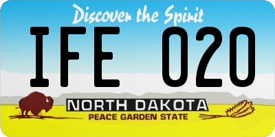 ND license plate IFE020
