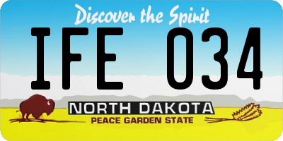 ND license plate IFE034