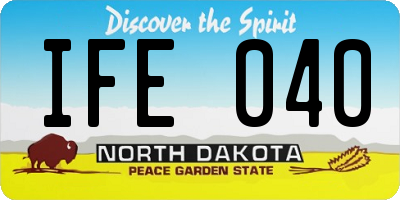 ND license plate IFE040