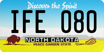 ND license plate IFE080