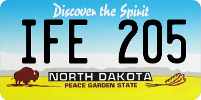 ND license plate IFE205