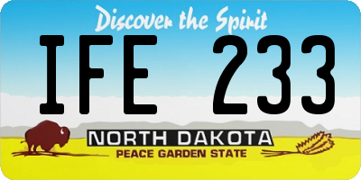 ND license plate IFE233