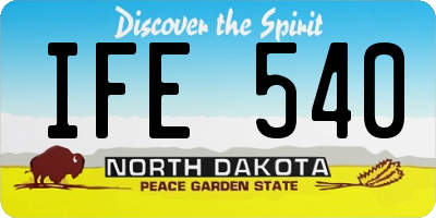 ND license plate IFE540