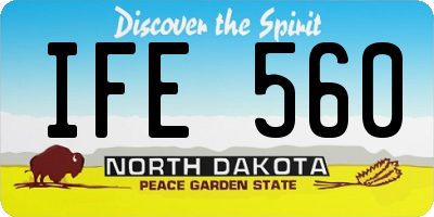 ND license plate IFE560