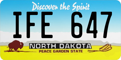 ND license plate IFE647