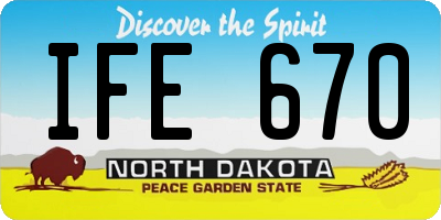 ND license plate IFE670