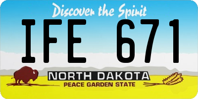 ND license plate IFE671