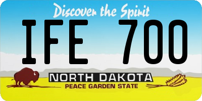 ND license plate IFE700