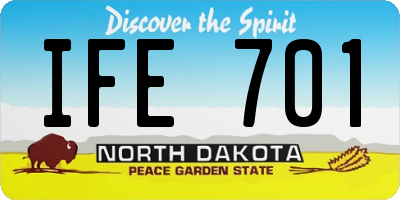 ND license plate IFE701