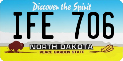 ND license plate IFE706