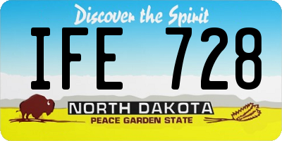 ND license plate IFE728