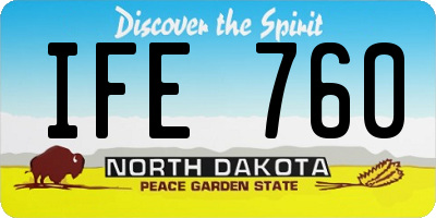 ND license plate IFE760