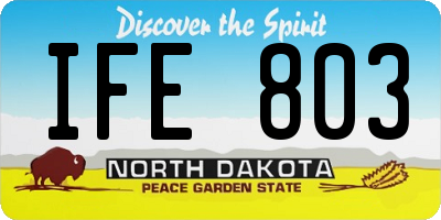 ND license plate IFE803
