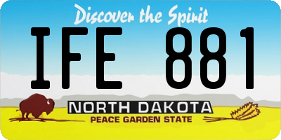 ND license plate IFE881