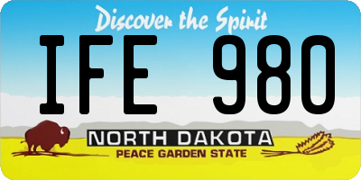 ND license plate IFE980