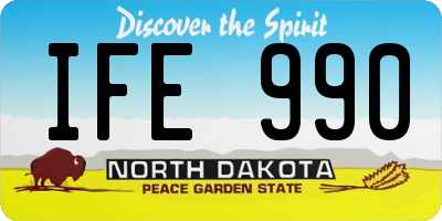ND license plate IFE990