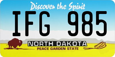 ND license plate IFG985